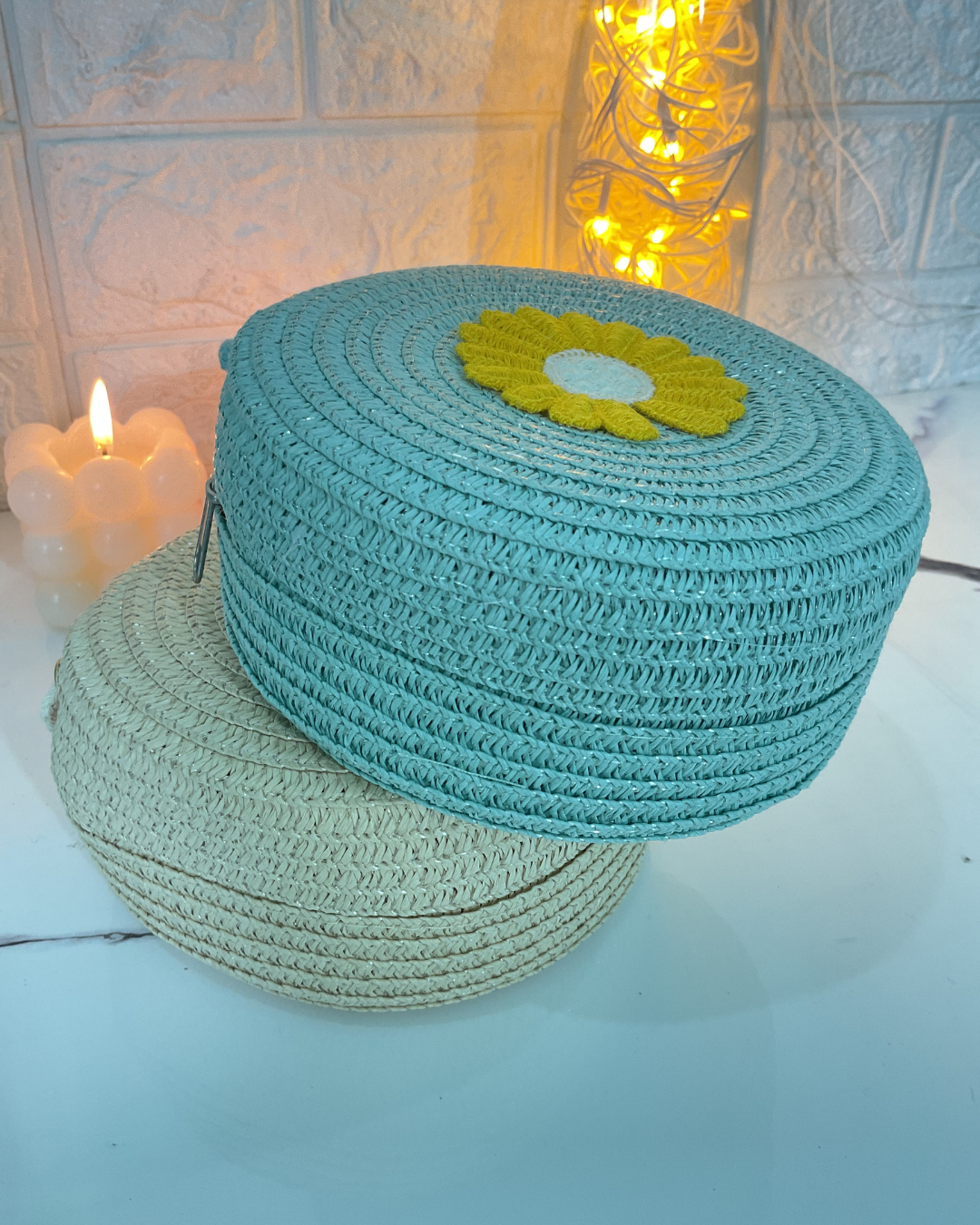 Hand-Woven Round Character Sling Bag for Girls – Cute Puppy Design