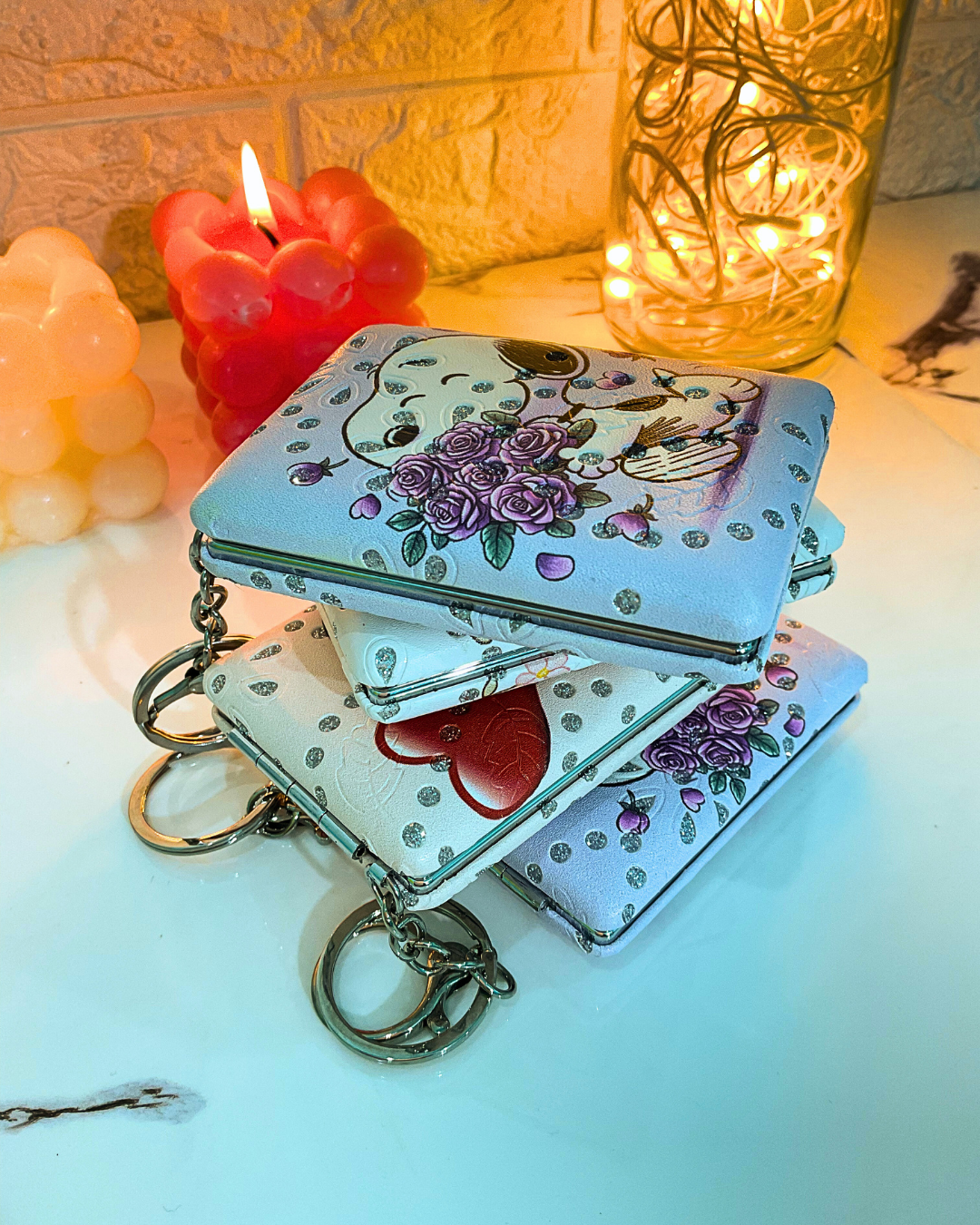 Cute Mini Mirror Wallet Keychain – Aesthetic Coin & Accessory Holder for Girls