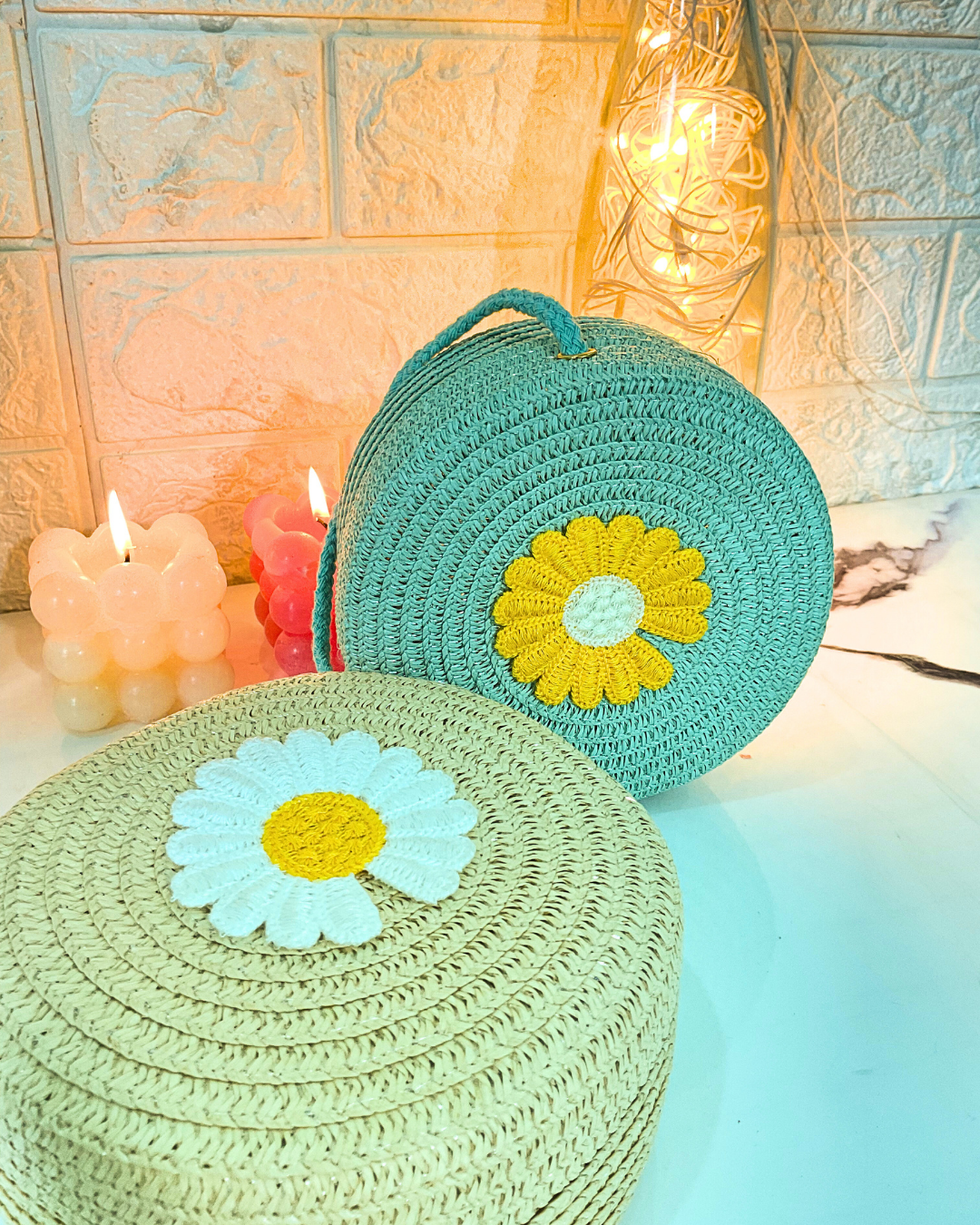 Hand-Woven Round Character Sling Bag for Girls – Cute Puppy Design