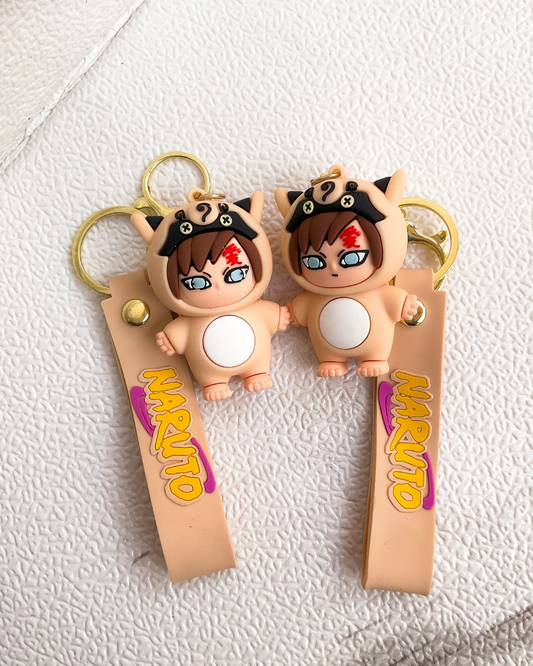 Gaara Character Key Chain – Anime-Inspired Silicone Rubber Purse Charm | Cute Key Holder Accessory