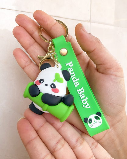 Cute Panda Key Chain – Cartoon Silicone Rubber Keychain Charm | Aesthetic Bag & Purse Accessory