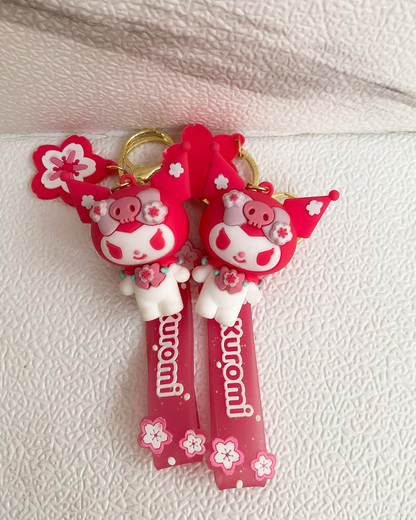🎀 Cute Kuromi 3D Silicone Keychain with Hook Strap