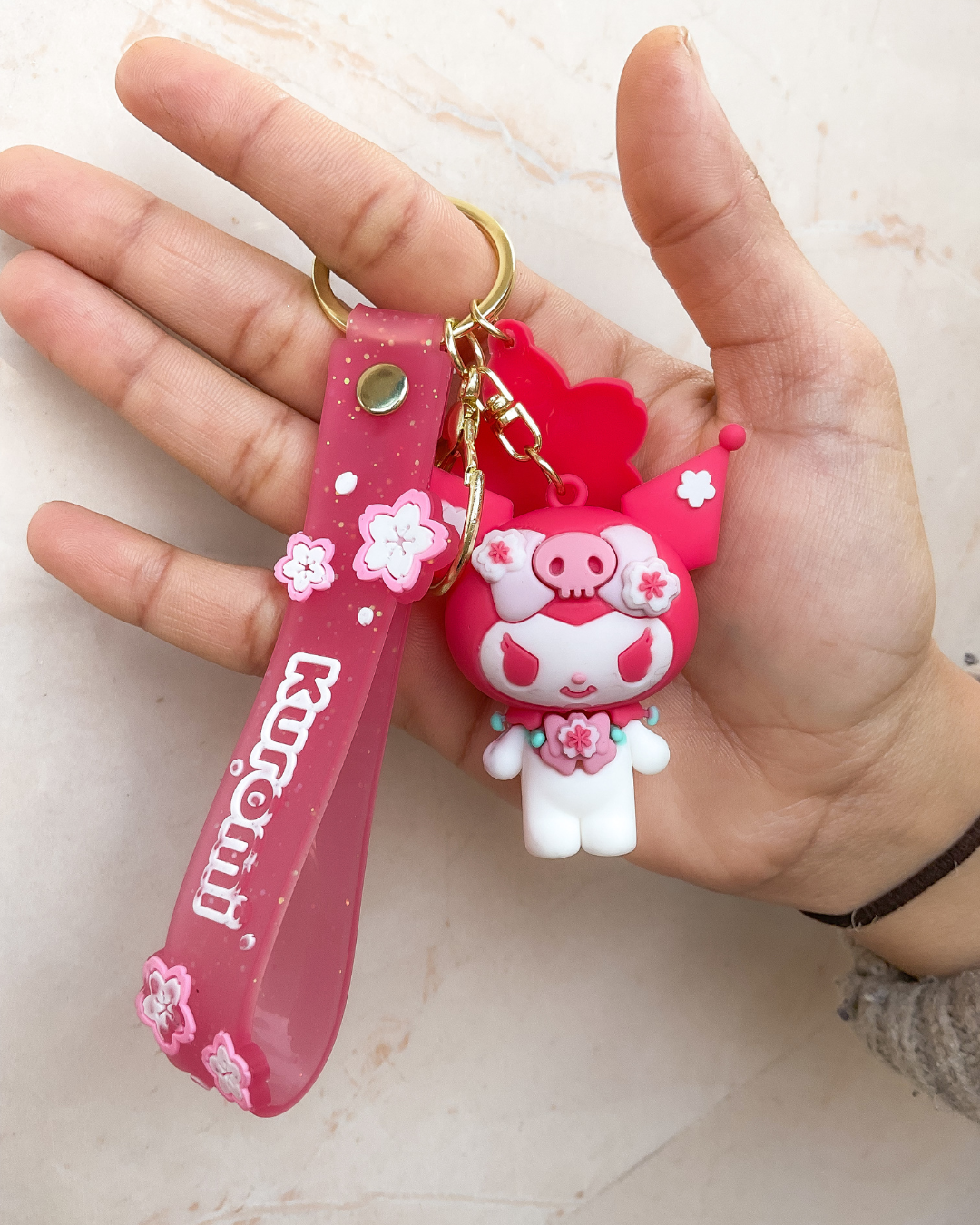 🎀 Cute Kuromi 3D Silicone Keychain with Hook Strap