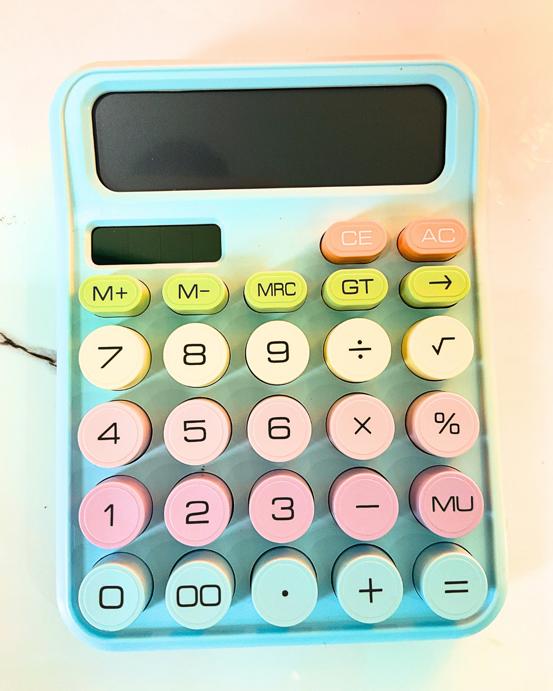 Aesthetic Cute Kawaii 12-Digit Calculator | Round Candy Keys