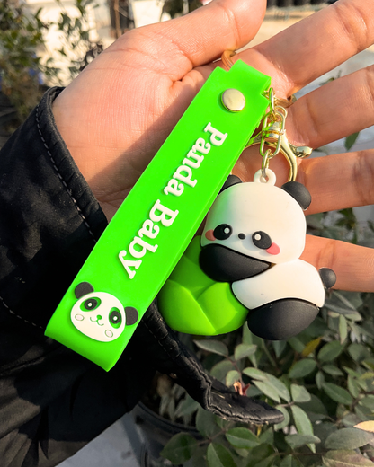 Cute Panda Key Chain – Cartoon Silicone Rubber Keychain Charm | Aesthetic Bag & Purse Accessory