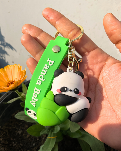 Cute Panda Key Chain – Cartoon Silicone Rubber Keychain Charm | Aesthetic Bag & Purse Accessory