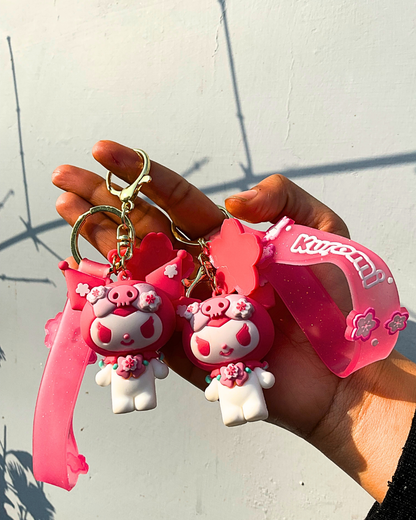 🎀 Cute Kuromi 3D Silicone Keychain with Hook Strap