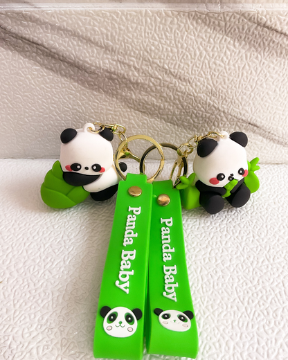Cute Panda Key Chain – Cartoon Silicone Rubber Keychain Charm | Aesthetic Bag & Purse Accessory