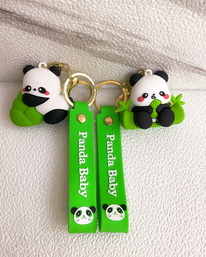 Cute Panda Key Chain – Cartoon Silicone Rubber Keychain Charm | Aesthetic Bag & Purse Accessory