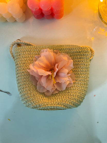 Cute Yellow Jute Sling Bag with Floral Design – Handmade Mini Crossbody Bag for Girls & Women